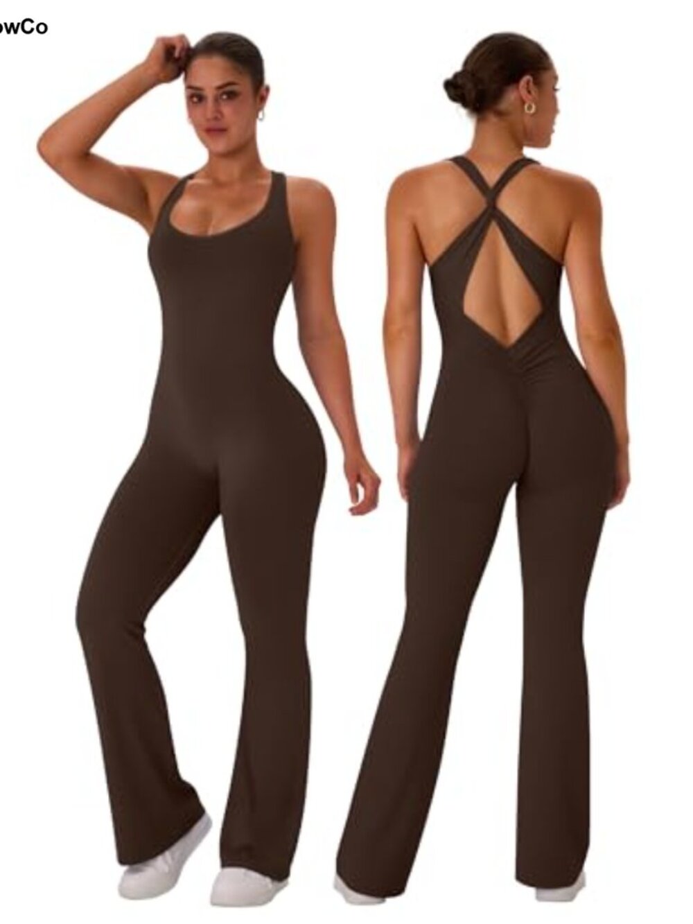 Women's Flare Workout Jumpsuit One Piece Yoga Activewear
